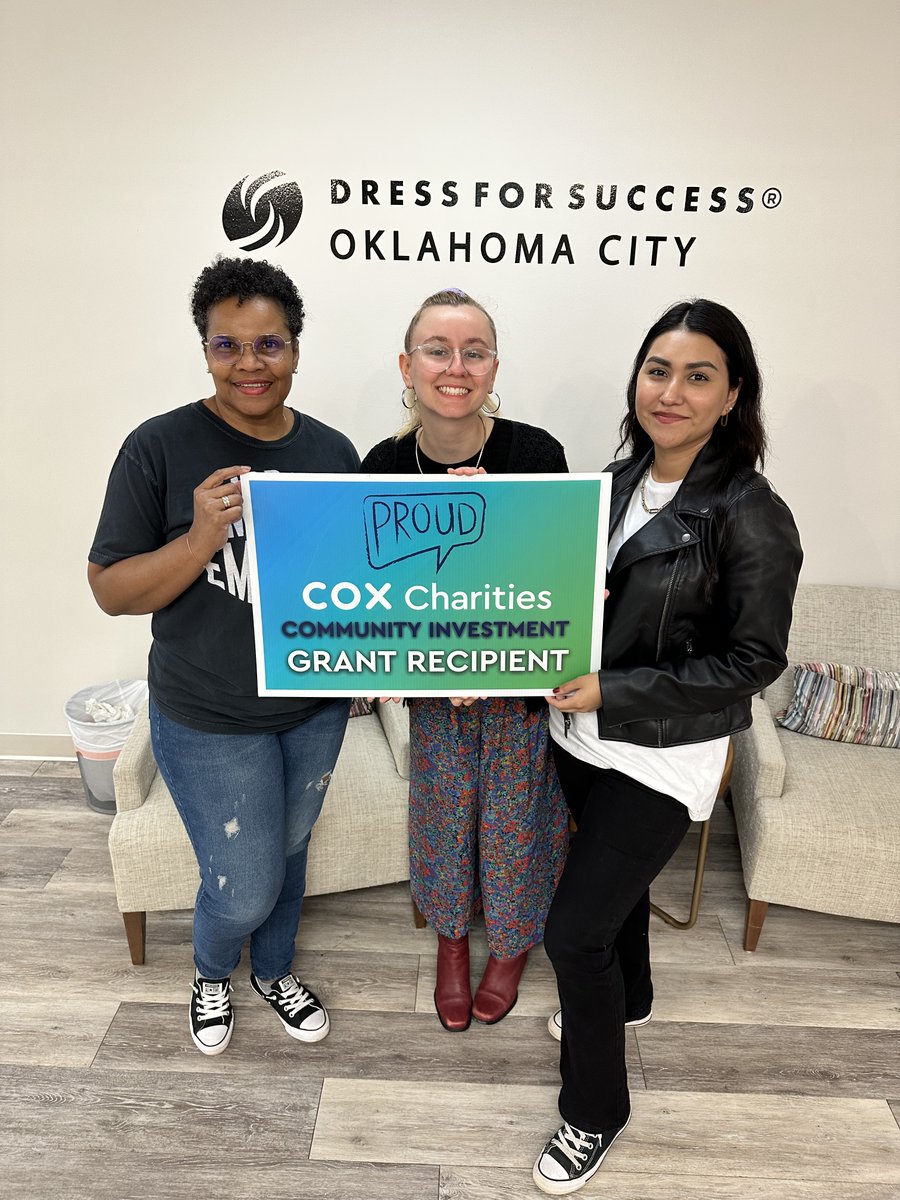 Thank you <a href="/CoxComm/">Cox</a> for selecting Dress for Success Oklahoma City as a Cox Charities Community Investment grant recipient!

We are beyond grateful for your support to our programs that empower women to achieve economic independence!
#CoxCharities