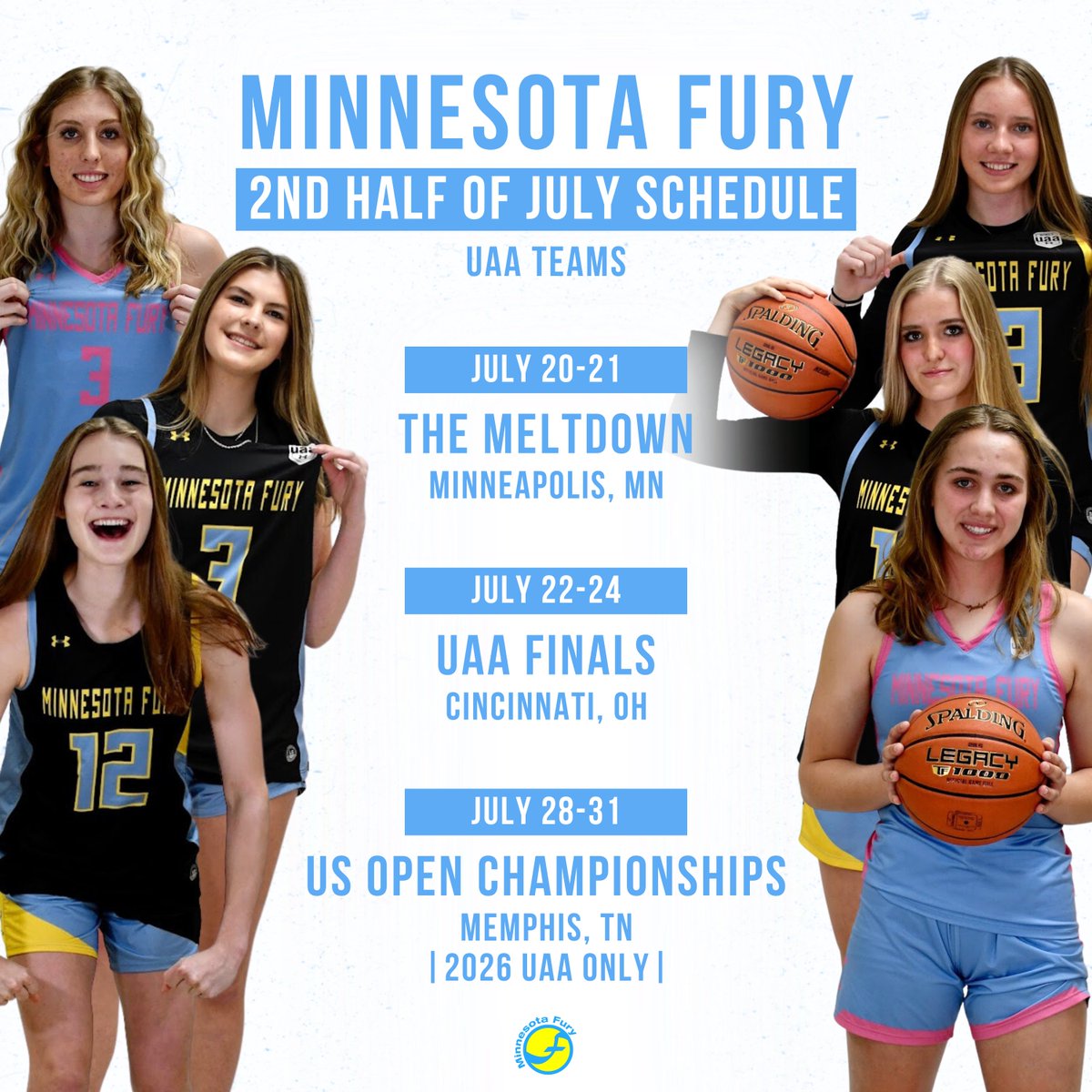 It's time to 𝗙𝗜𝗡𝗜𝗦𝗛 𝗦𝗧𝗥𝗢𝗡𝗚. 😤

Check out where our UAA teams will be playing to wrap up the 2023 season!

#FuryFam | <a href="/UANextGHoops/">Girls UAA</a>