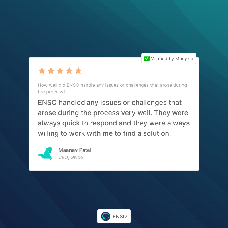ENSO many.so/@enso received their first review on Many today. Thanks for sharing how easy it's been for you to request reviews.