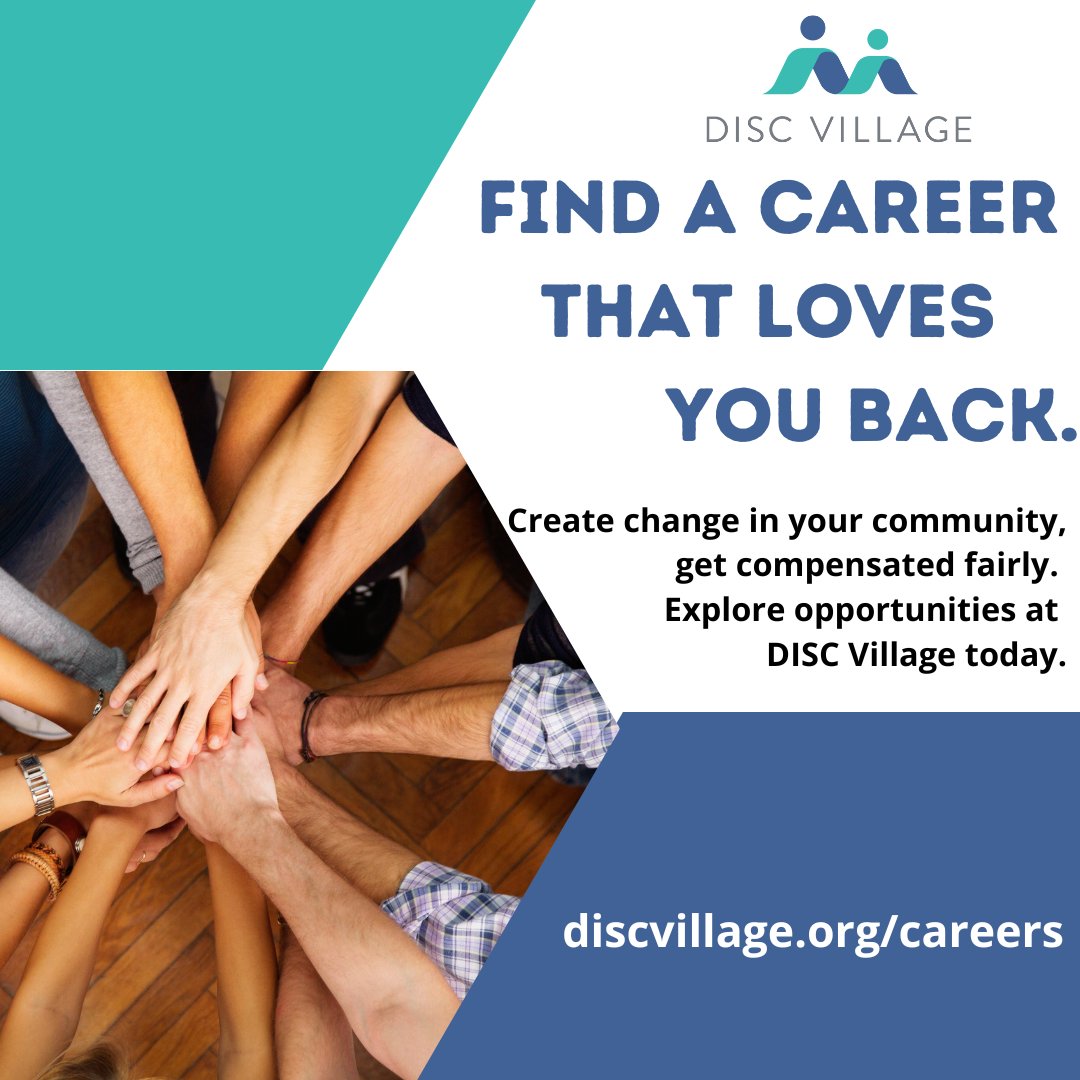 Our vision is to be a community where individuals and families can live healthy, safe, and productive lives. This applies to our employees as well. DISC views all of or staff as a community that aims to support each other. Apply today at discvillage.org/careers
#careers #apply