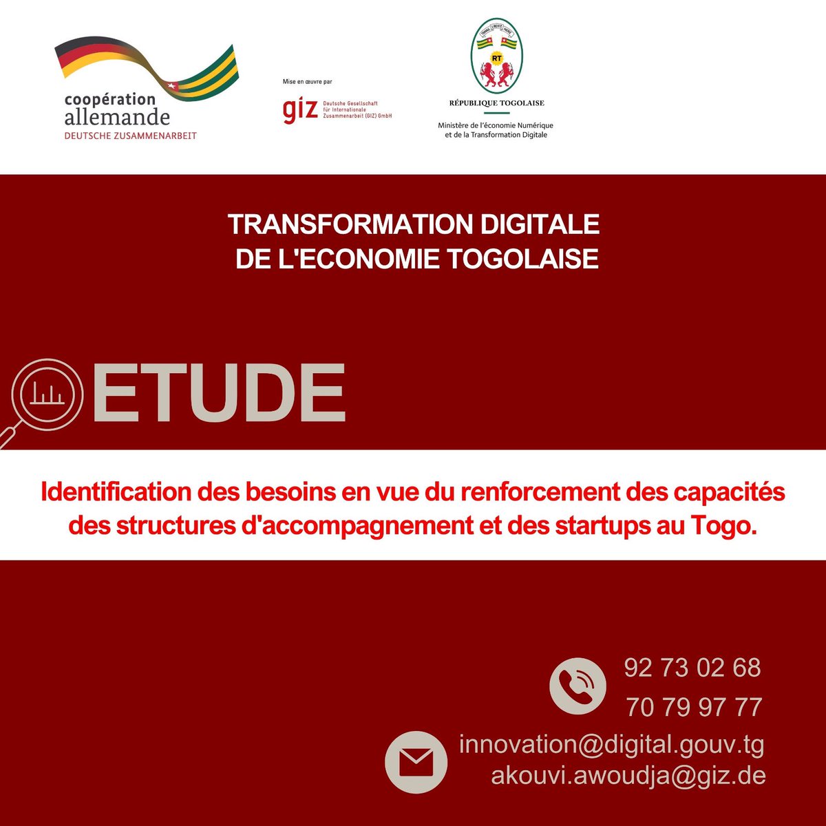 IngeBaumgarten's tweet photo. Êtes-vous un #incubateur ou une #startup togolais.e ? Contribuez à notre #étude pour mieux comprendre vos besoins en formations. 

Incubateurs 💡
➡️https://t.co/unhdmKLYWA

Startups 🚀
➡️ https://t.co/lggzTftM2w

@NumeriqueTG &amp; #GIZ_Togo https://t.co/WOEy8hXLFo