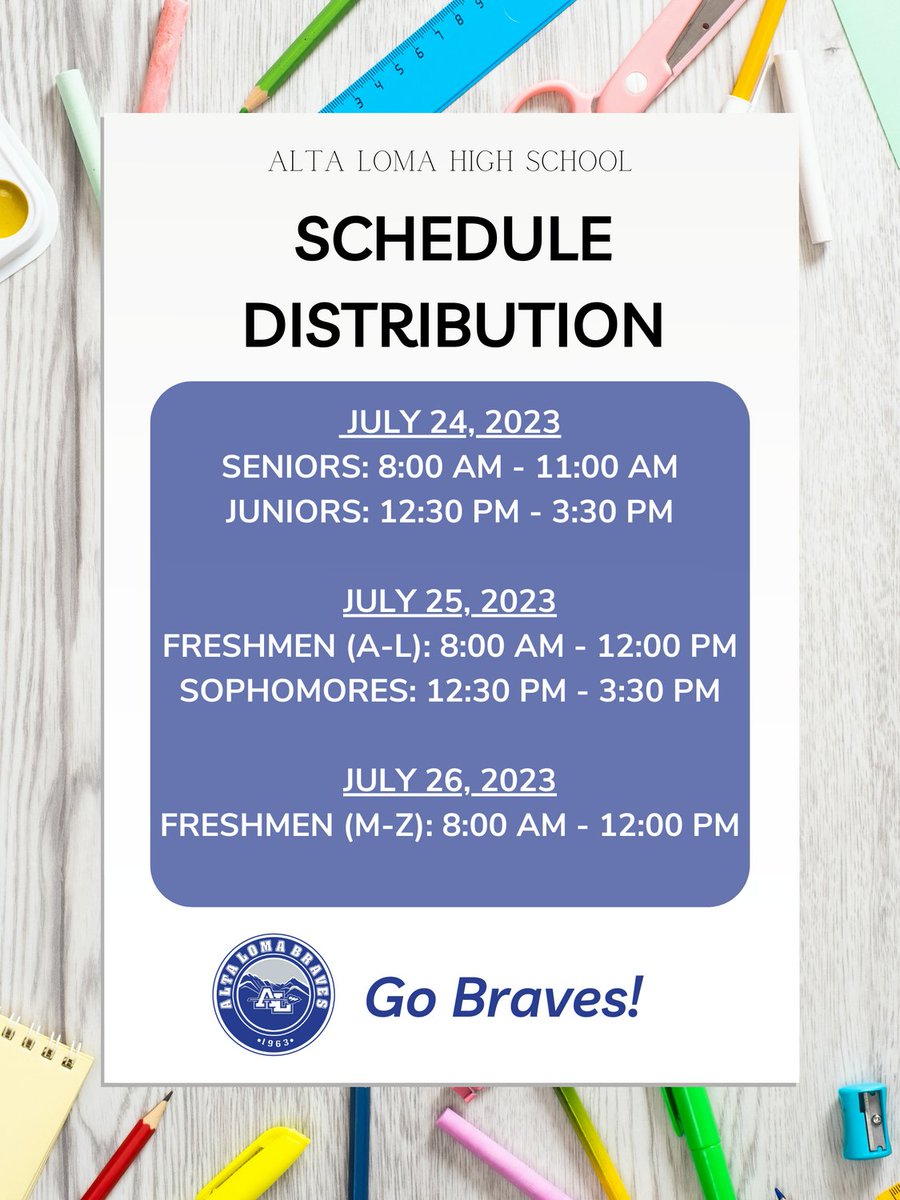 Schedule Distribution is coming up. Take a look at the schedule below. All relevant information was delivered in the Summer Mailer.