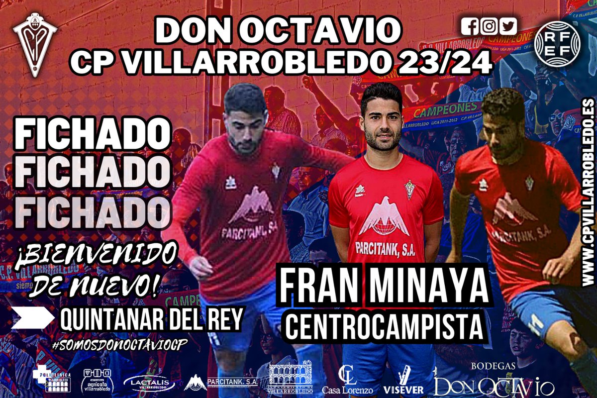 🎴OFICIAL🚨

❗FICHAJE❗

📓 Francisco José Fernández González ''Fran Minaya''-33 años
📌Procedencia: CD Quintanar del Rey

⚽️ ᴛʀᴀʏᴇᴄᴛᴏʀɪᴀ:
📍 Caravaca
📍 UCAM de Murcia
📍Arroyo
📍Lorca
📍Cacereño
📍CP Villarrobledo
📍Villarrubia
📍CD Quintanar del Rey