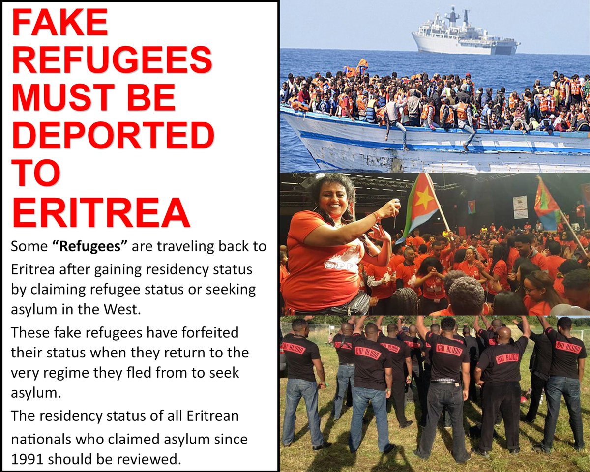 📌'You can't have your cake and eat it too.' #Eritrea/n “Refugees” who support PFDJ and:- ✔️Attend #PFDJ Festivals ✔️Pay 2% tax ✔️Completed “Regret & Confession forms” at #Eritrean Embassies ✔️Travelled to Eritrea Their status must be revoked and deported back to Eritrea.
