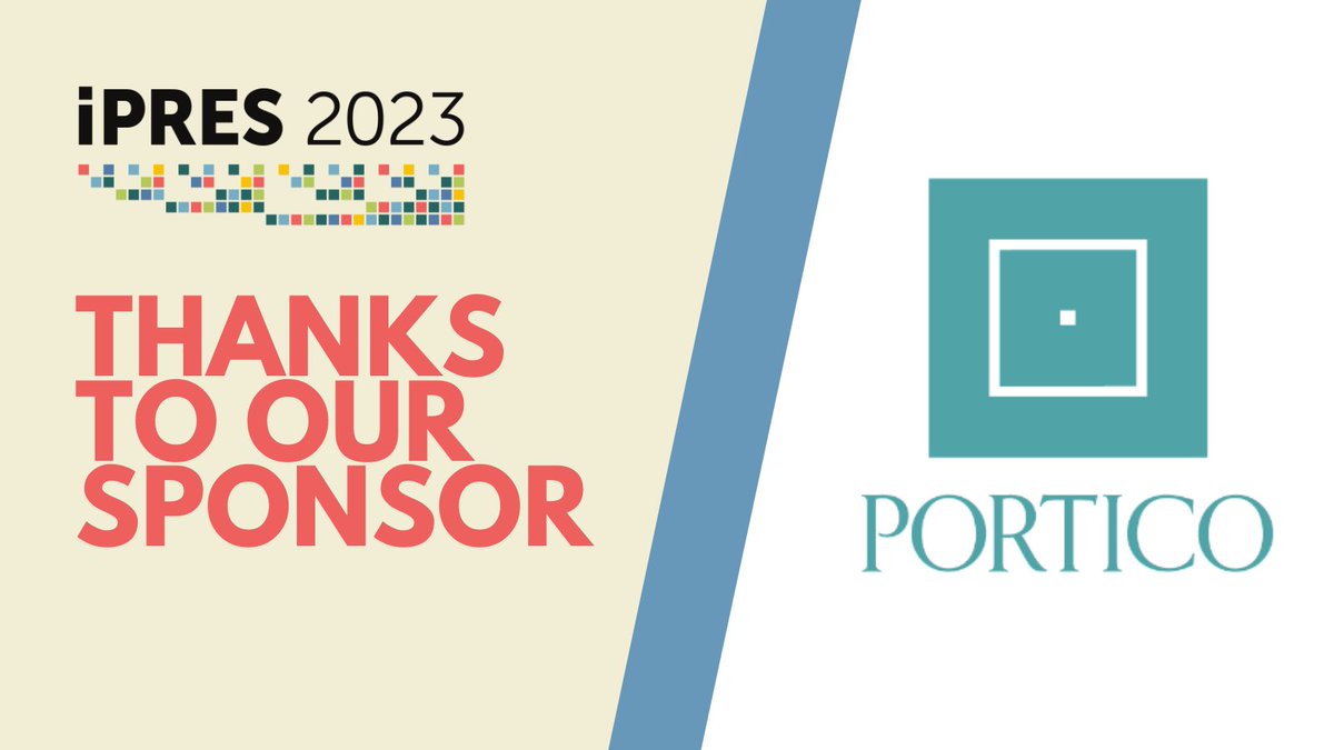 Enormous gratitude to our #iPRES2023 Travel Scholarship sponsor, <a href="/Portico_Digital/">Portico</a>! 👏👏

Thanks to their generous support, three participants will receive funding to attend iPRES in person. 

Learn more about Portico: portico.org