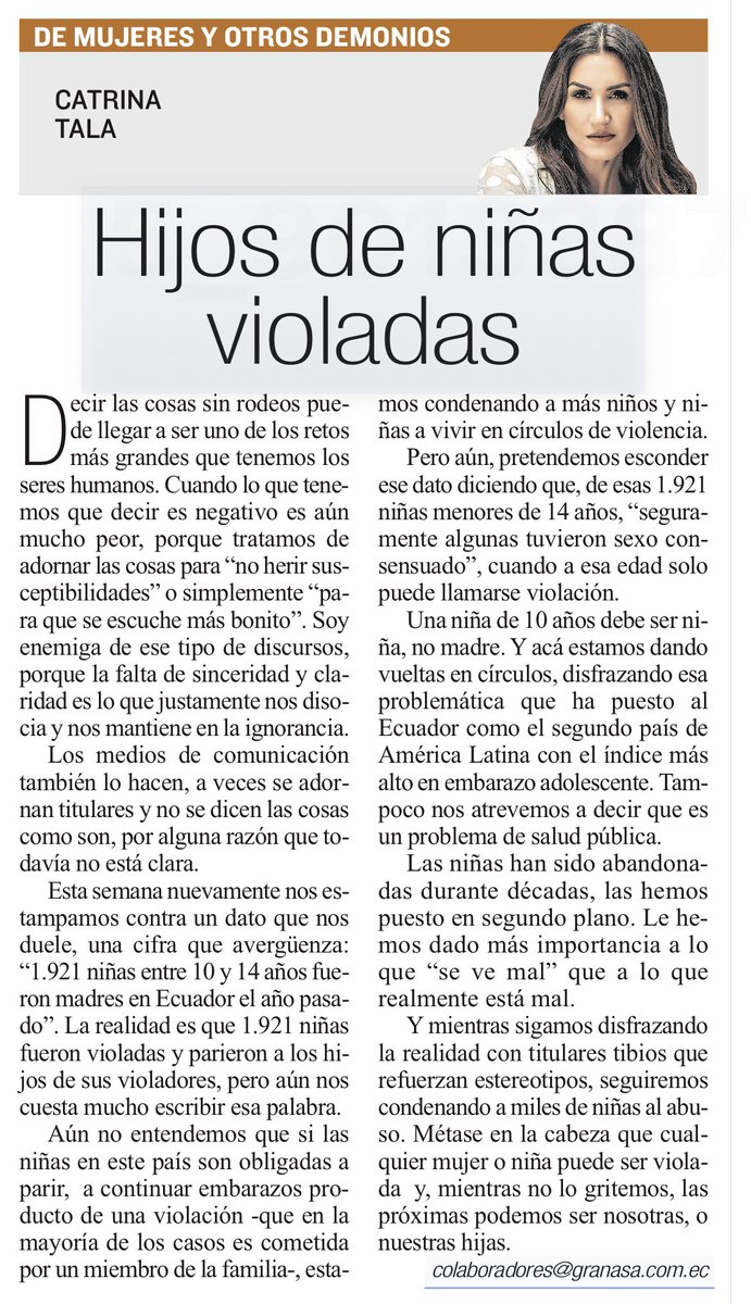 1.921 niñas han sido VIOLADAS y obligadas a parir el año pasado, pero el país las ha puesto en segundo plano . 
Y, mientras se sigan adornando titulares y diciendo las cosas a medias no llegaremos a nada. 

Las niñas NO deben ser madres. Obligarlas a parir se llama TORTURA. Las
