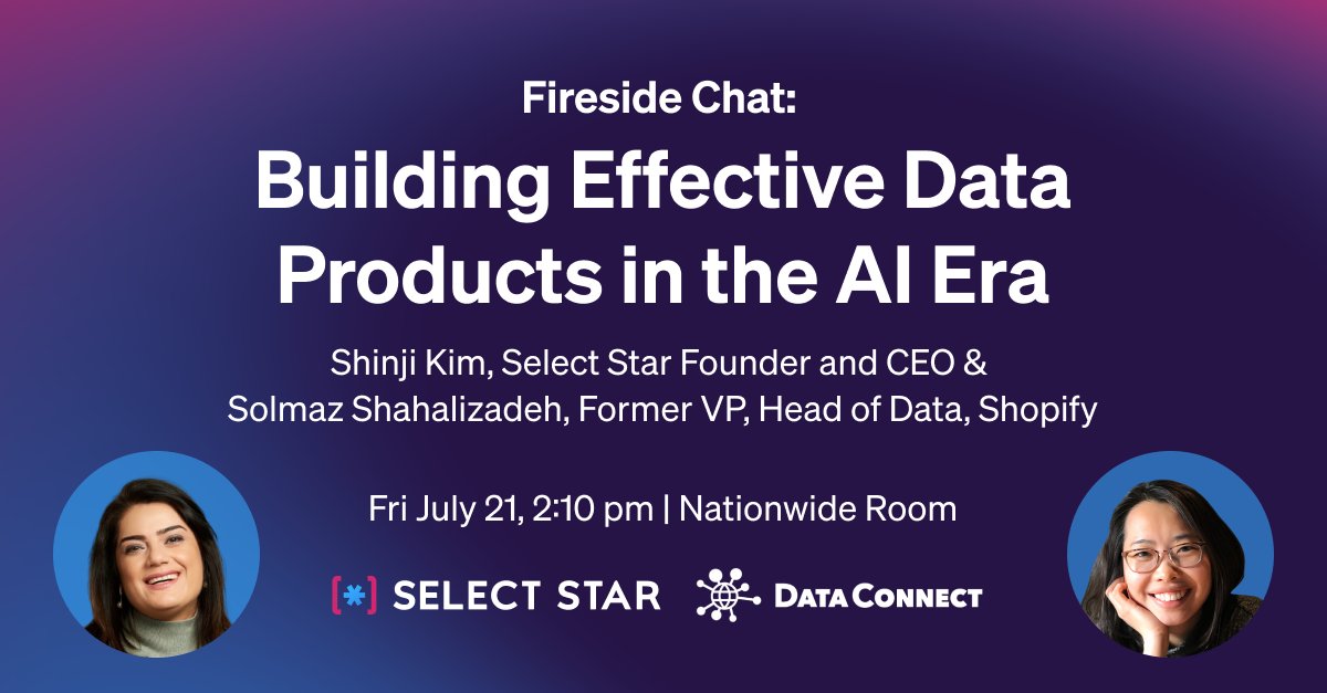 Join @shinjikim and @solmaz_sh virtually or in-person at @DataConnectConf for their fireside chat about Building Effective Data Products in the #ai era. 🤖 dataconnectconf.com/sessions/indus…