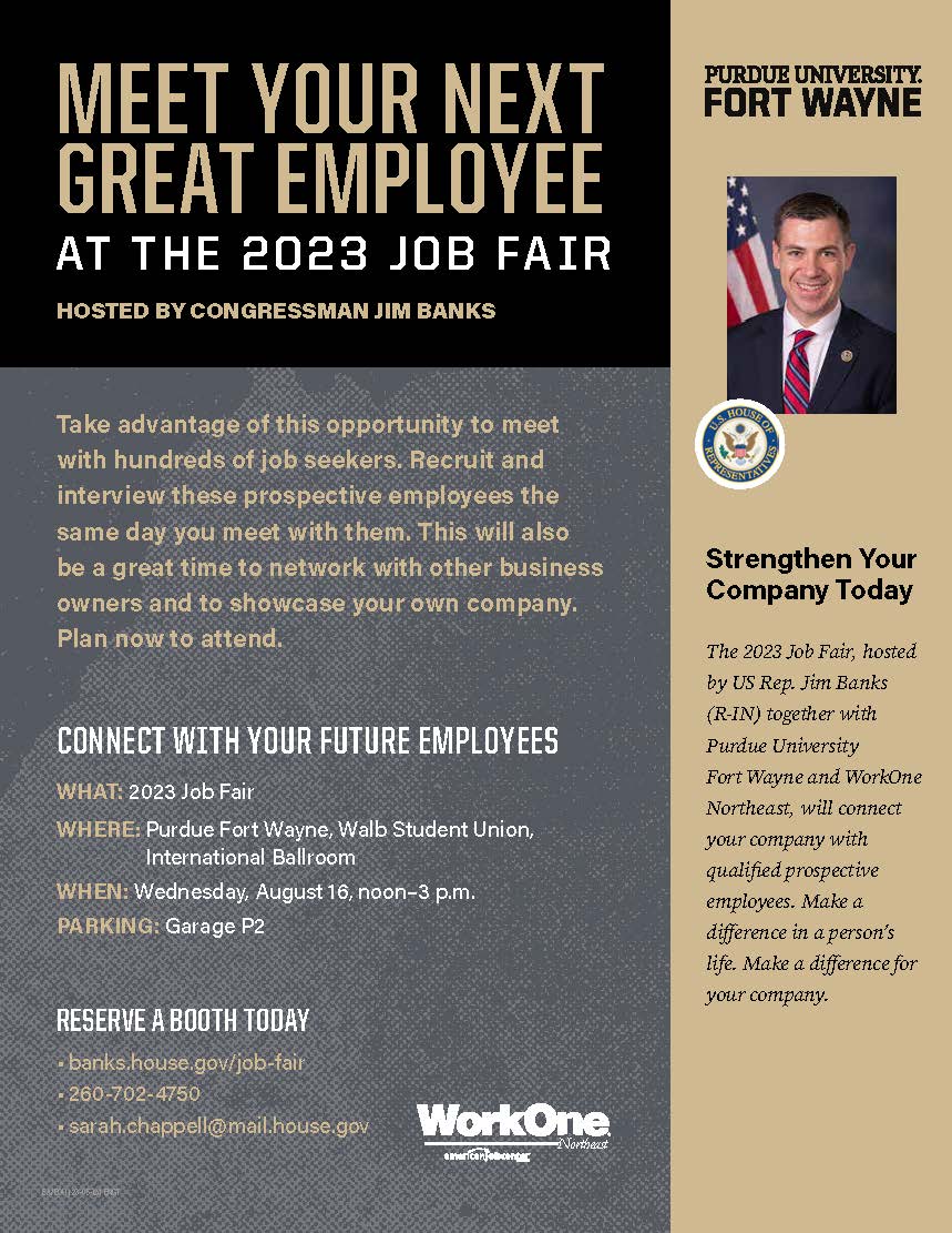 DeKalbEDP's tweet photo. Employers can register today &amp; reserve a table for the 2023 Job Fair hosted by Congressman Jim Banks, Wednesday, August 16th from noon-3PM. See the flyer below for details.
Link: https://t.co/CZOMKXbGPE
#dcedp #workdekalb #dekalbedp https://t.co/5o3uh48uYG