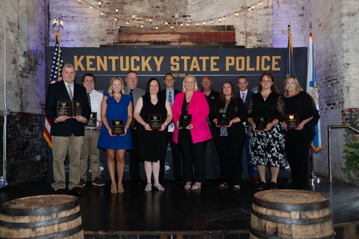 kystatepolice's tweet photo. KSP held its annual civilian awards ceremony to honor agency employees for their dedication to creating safer communities and exemplary public service. Awards presented include the 2022 Civilian of the Year, Career Achievement, and others. Read More: https://t.co/MGsAhNzqlN https://t.co/hPXUGGGbpm