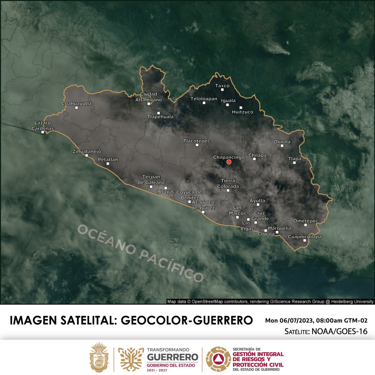 BOLETÍN METEOROLÓGICO GENERAL DEL 14 DE JULIO DE 2023
Hora de emisión: 08:00 horas.
Periodo de validez de las 08:00 del 14 de julio de 2023 a las 08:00 horas del 15 de julio de 2023.
Web: is.gd/LE6XYu