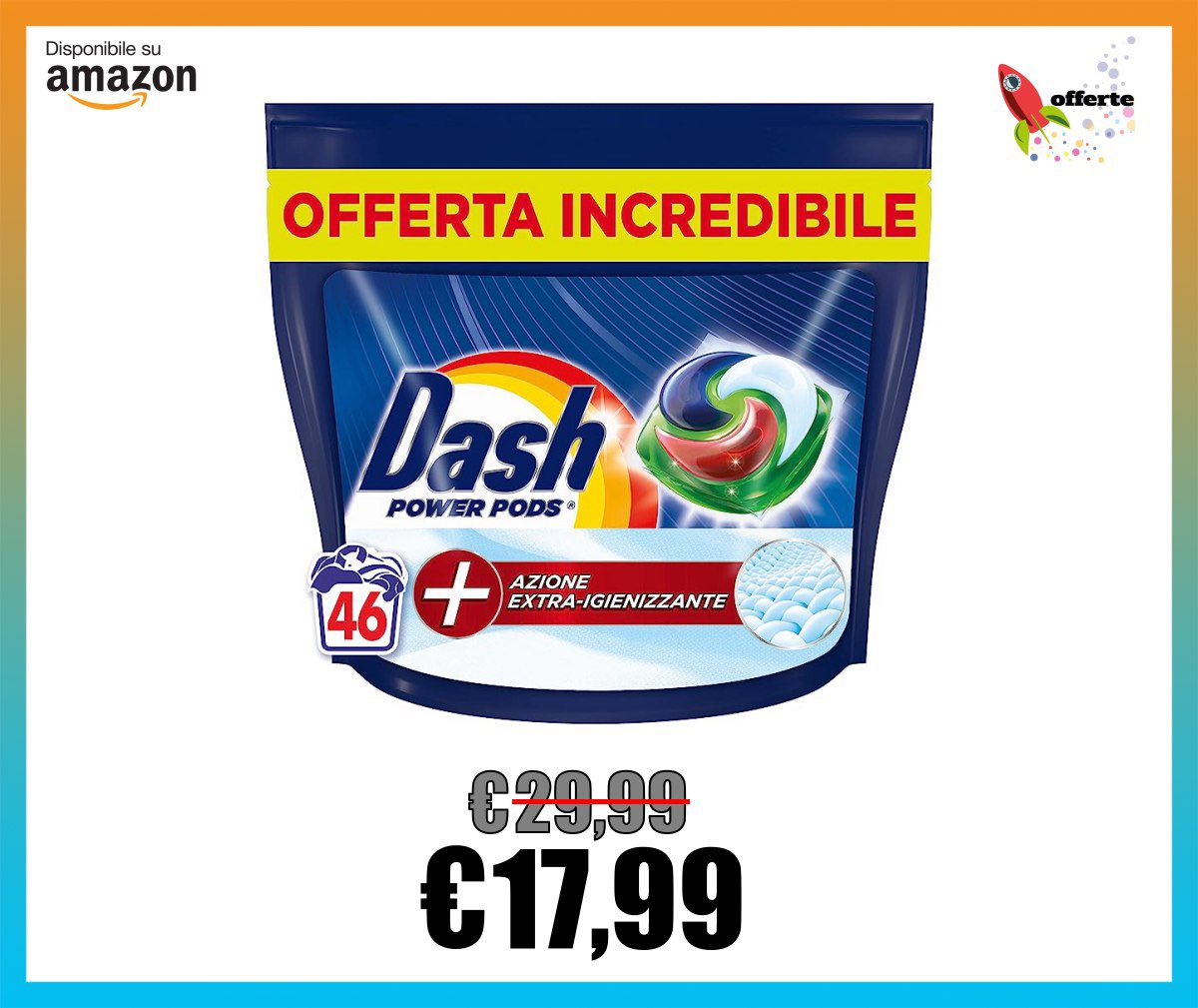 DailyOfferte's tweet photo. ⁣👉 https://t.co/aT8cDudb1K 👈
🧴 Dash Power Pods Detersivo Lavatrice In Capsule, 46 Lavaggi, Azione Extra-Igienizzante, Contro Sporco E Batteri, Efficace Anche A Freddo E In Cicli Brevi

💥 Lo paghi 17,99€
❌ Invece di 29,99€
💰 Sconto del 40% https://t.co/aVT0o3sgNS