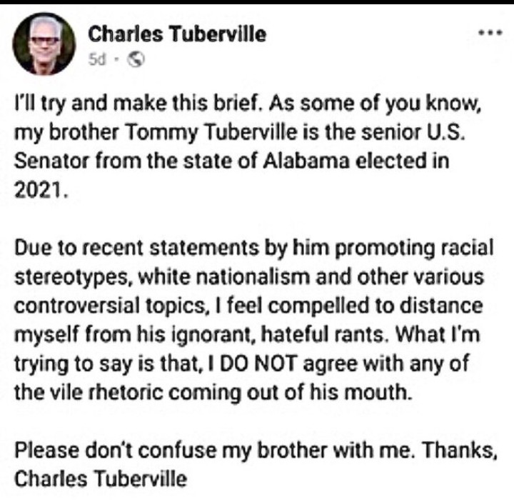 <a href="/ProjectLincoln/">The Lincoln Project</a> <a href="/SenTuberville/">Coach Tommy Tuberville</a> Tommy's brother has a word