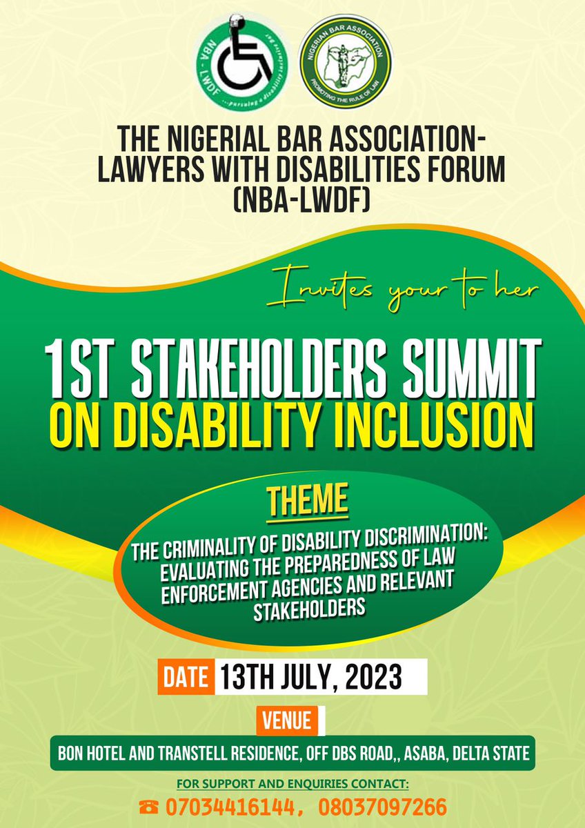 ALPNigeria's tweet photo. πΈ | Yesterday, Oyinkansola Badejo-Okusanya, FCIArb, our Partner and Alternate Chair of the 2023 NBA Annual General Conference Planning Committee, delivered a keynote address at the inaugural Stakeholders Summit on Disability Inclusion.
#ALPNG #NBA #AGC2023 #NBALWDF #Inclusion https://t.co/DFIwBCur0E
