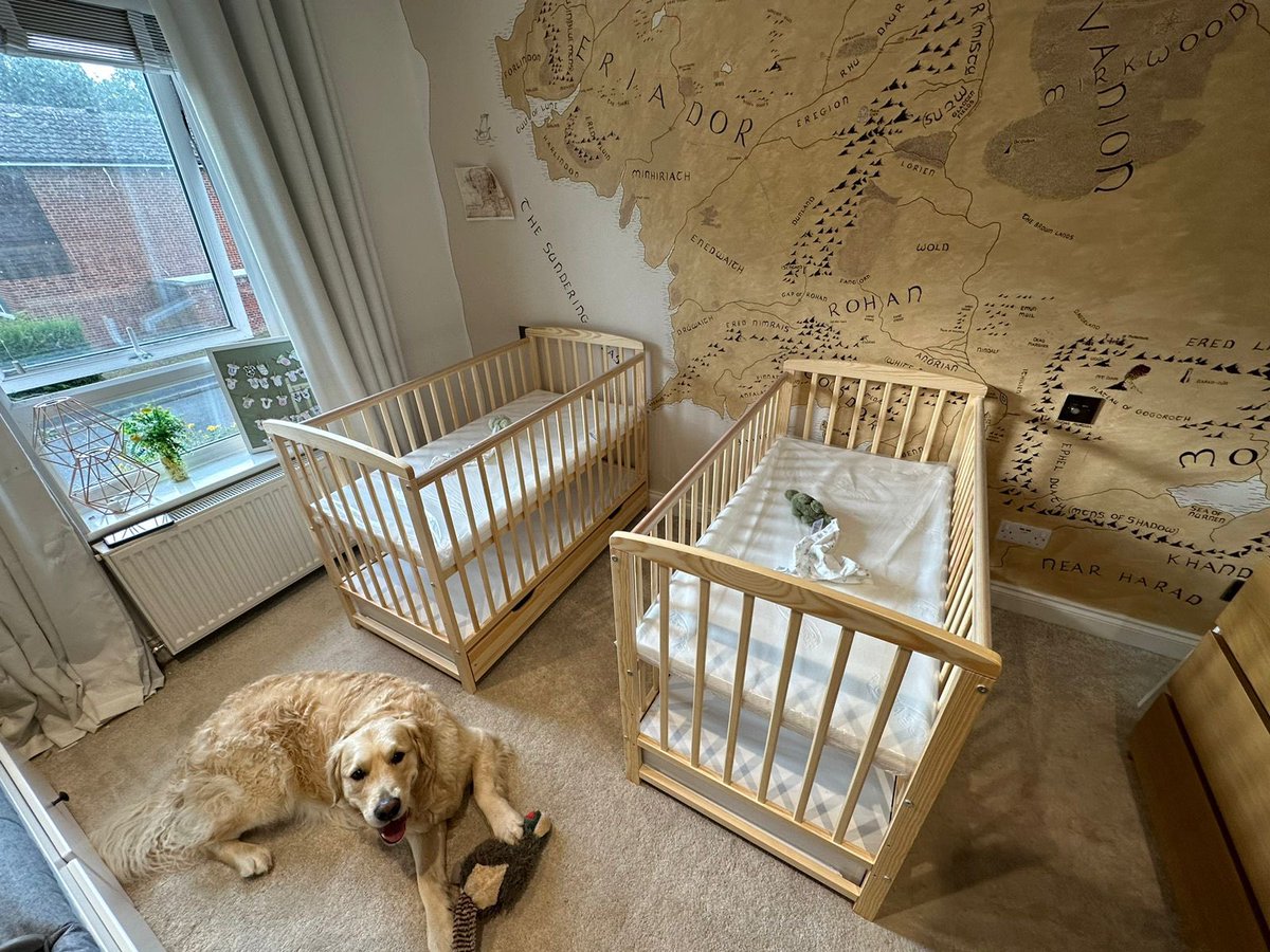 Humble_Halfling's tweet photo. Update on nursery, there are still a few details to add to the map, but almost done! #LOTR #lordoftherings #rop #ringsofpower #middleearthmap #middleearth #nursery #lotrnursery https://t.co/s6DBTSwVHT