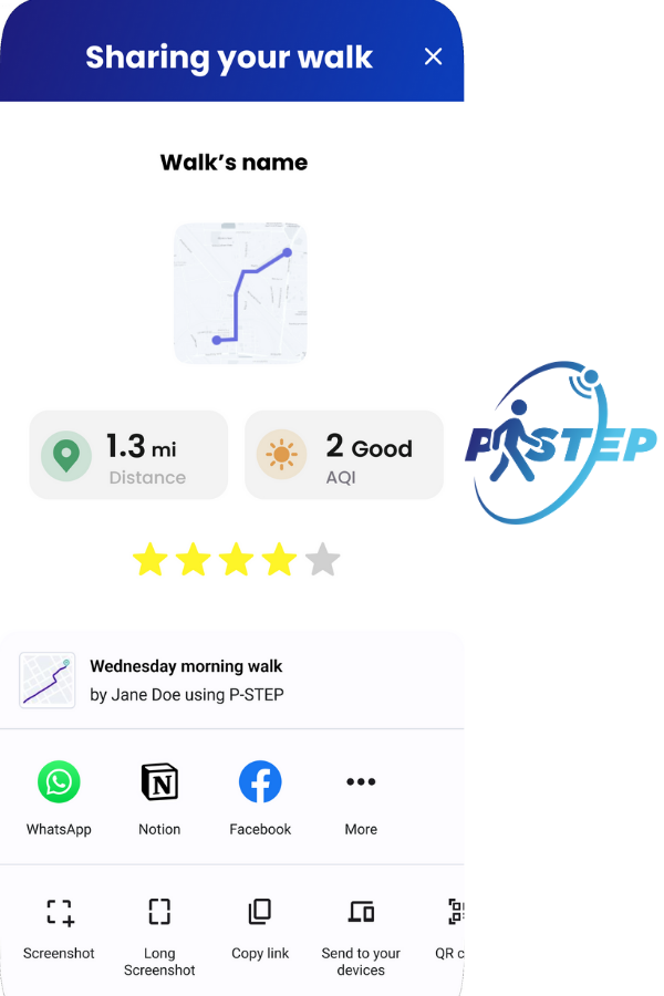 pstep_uk's tweet photo. As we move closer to starting the #PSTEP Pilot in August, here are a few handy features of the app that you might not know about!
- Rate, save & favourite your walks๐ถ
- Share walks with friends/family via WhatsApp/social media๐จ
- Set reminders to go for walksโฐ
#FindCleanerAir https://t.co/x2xbgeV6cD
