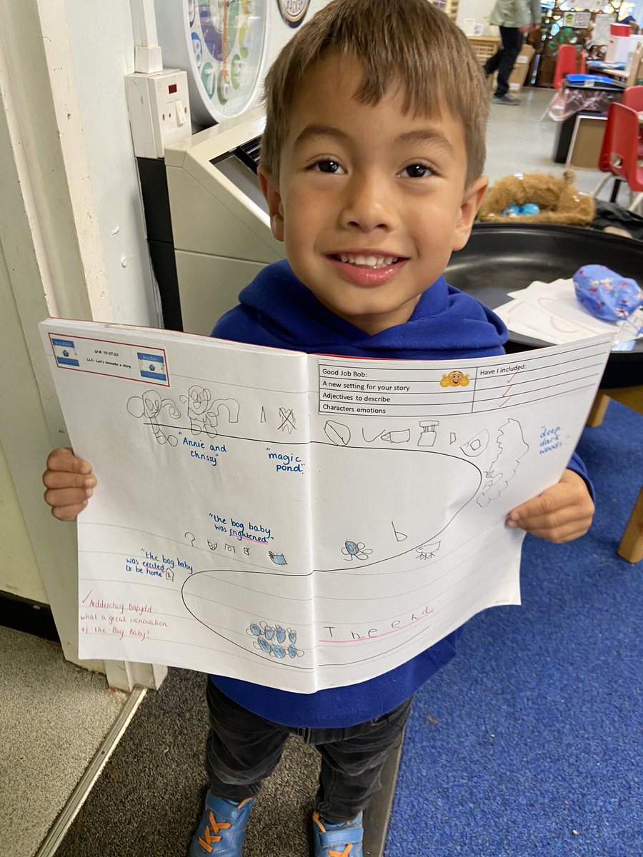 gilwern_school's tweet photo. After a whole half term of Bog Baby antics #GilwernReception have completed their very own story innovations and we are super proud! Enthusiasm and determination has paid off for our #AmbitiousCapableLearners 🤩🥳 @helenbowen1 https://t.co/3t5Y41rn2w