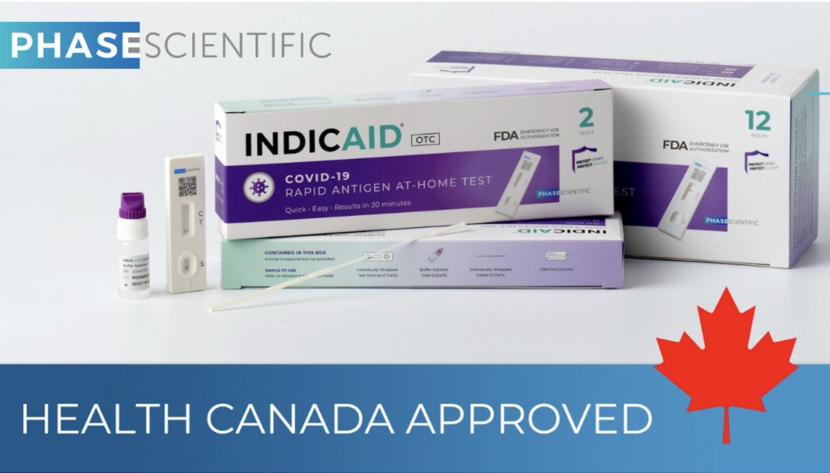 We're thrilled to announce that INDICAID® COVID-19 Rapid Antigen At-Home Test for OTC has been granted Authorization for Importation and Sale from Health Canada.  
#PHASEScientific #HealthCanada #OTC #RapidTests 
phasescientificamericas.com/media-center/i…