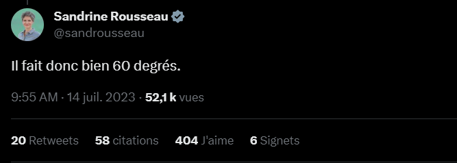 SergeZaka's tweet photo. Malgré un déferlement des scientifiques, @sandrousseau n'a pas supprimé son tweet. Pire encore, elle réitère sa bêtise.
C'est IRRESPONSABLE. Cela donne du grain à moudre aux climatosceptiques et va complètement à l'encontre des objectifs de son propre parti politique. J'ai honte. https://t.co/X2I6oxDAo1