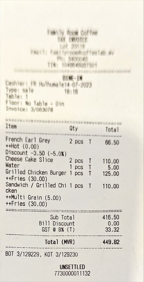 anwarnaeem's tweet photo. I went @familyroomcafe today and saw @OoredooMaldives premier club discount advertisement on the cash counter. Since I am a member wanted to use the 10% discount as the cashier said. But when I got the bill, I found that the it was applied only for the drink.. totally useless 🤔 https://t.co/wB8Z8JZ41T