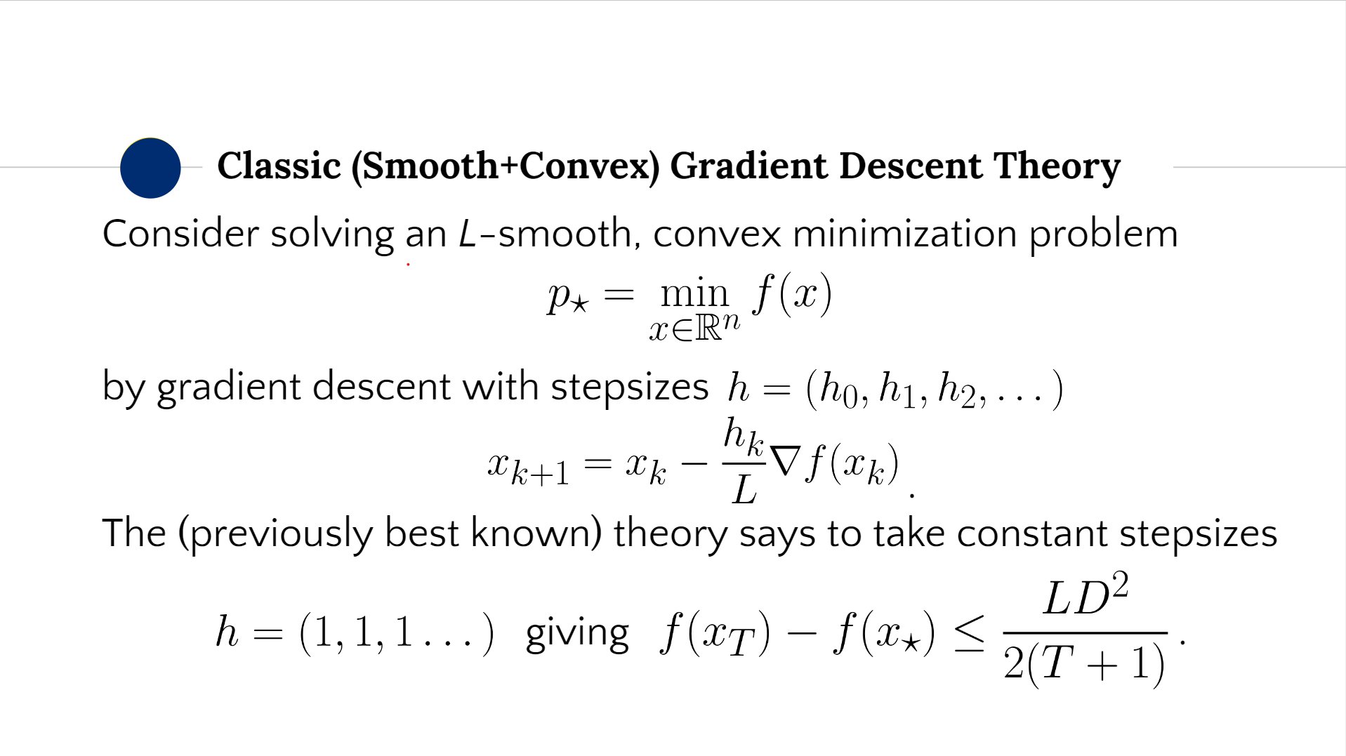 Steepest Descent Rate