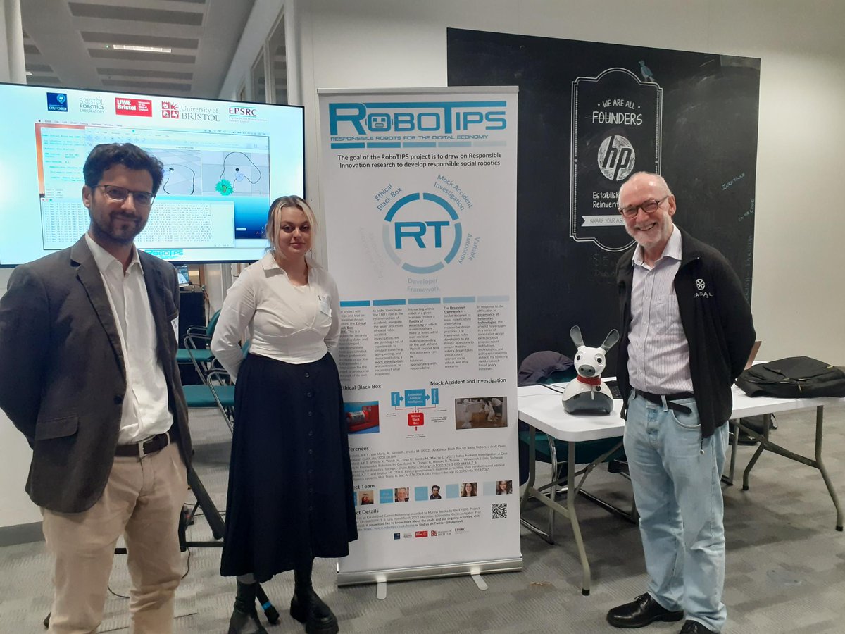 alan_winfield's tweet photo. Our @Robotips4 exhibit at the @UKRobotics
#ukras event today with colleagues Pericle Salvini and Nicola Webb.  For more info see https://t.co/edNjFgZCal https://t.co/tJzUF0Cflj