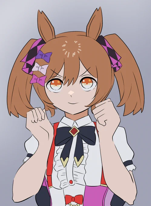 ワンドロ お題『ダートウマ娘』『レース前の表情』 スマートファルコン☆腕のフワフワ描き忘れました #ゆう犬ワンドロ #ウマ娘