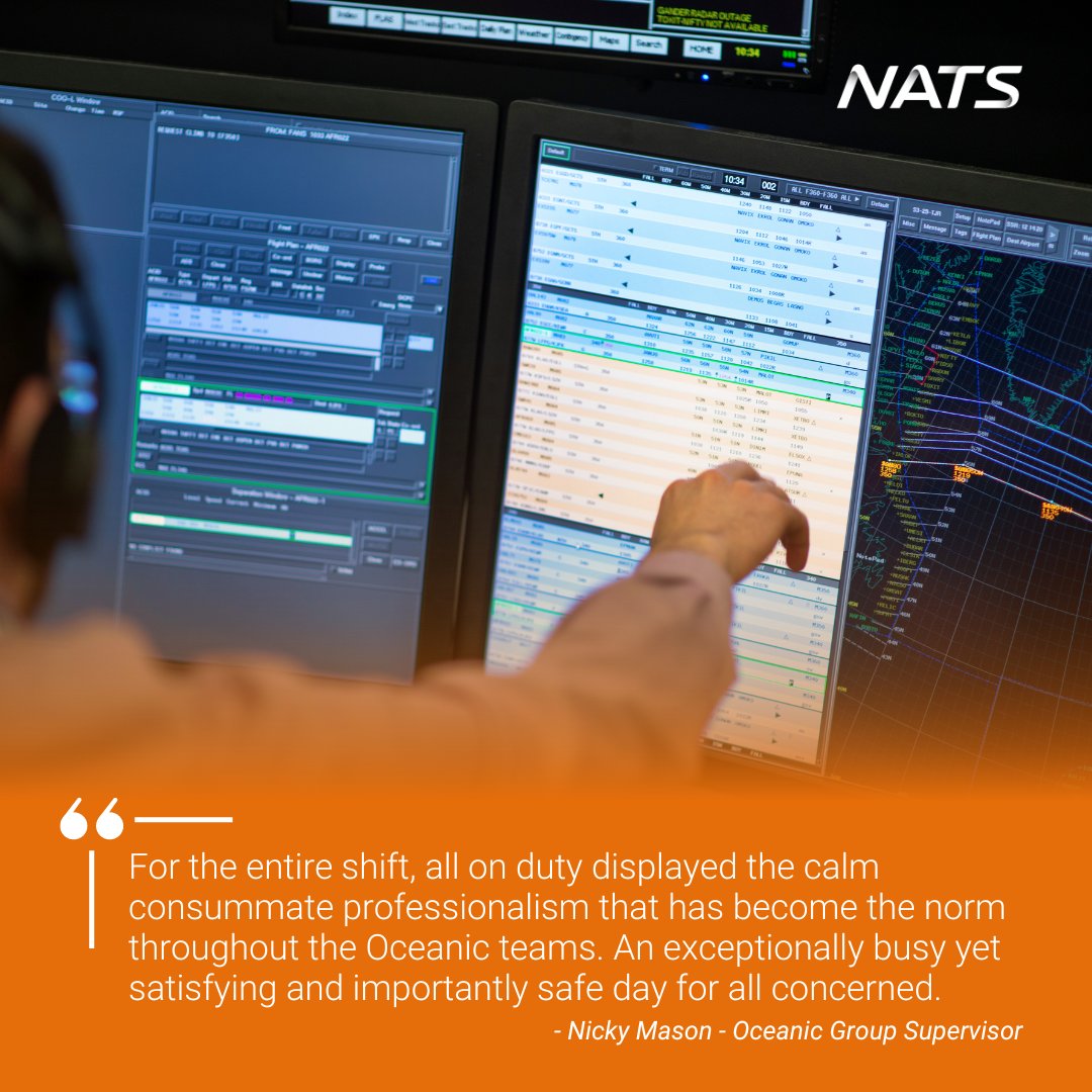 NATS's tweet photo. The 7th-9th of July marked a pivotal moment for aviation. Our Shanwick Oceanic ATC team set new benchmarks for Oceanic traffic movements, whilst delivering high levels of efficiency & safety. โ๏ธ
Read about this record-breaking operation โก๏ธ https://t.co/iqpGIhr6ii
#AVGeek https://t.co/LKFoLvjJ6A