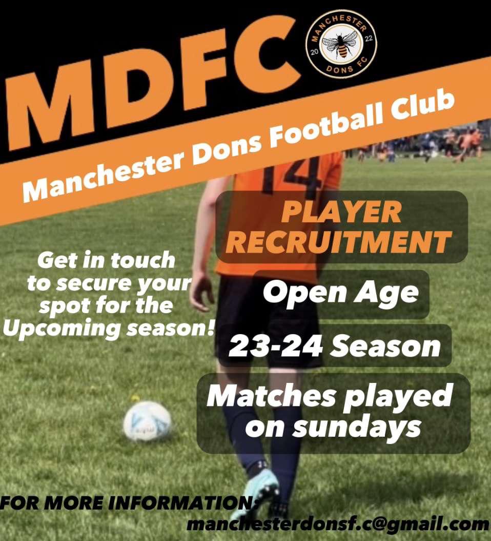 ManchesterDons's tweet image. Looking for new players for the upcoming season 
Get in touch for more info