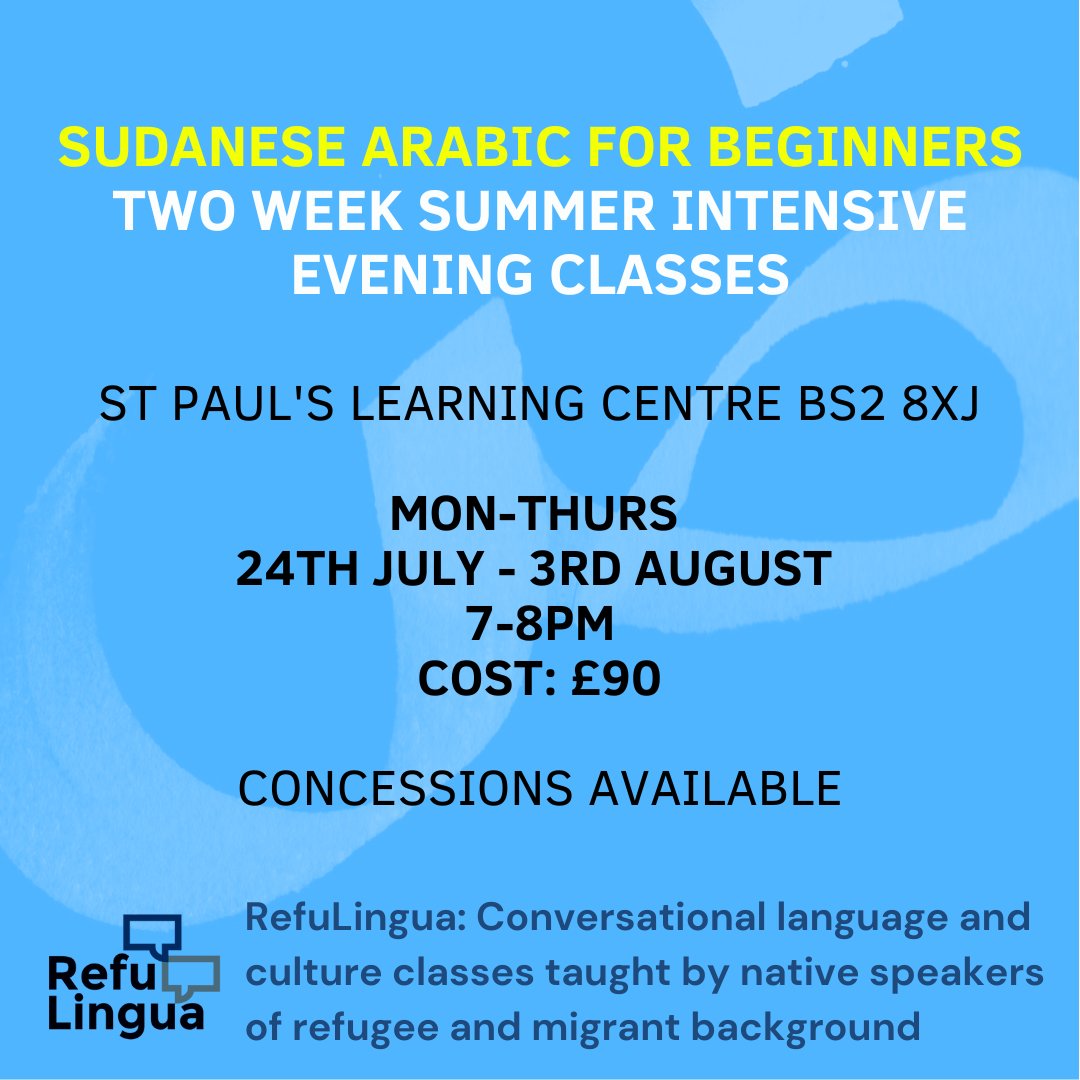 Excited to announce our summer intensive Arabic course! 8 days of immersive language and cultural delights! Mon - Thursday for 2 weeks, 24th July - 3rd August A few places left, bridgesforcommunities.com/events/#event11 Spread the word!