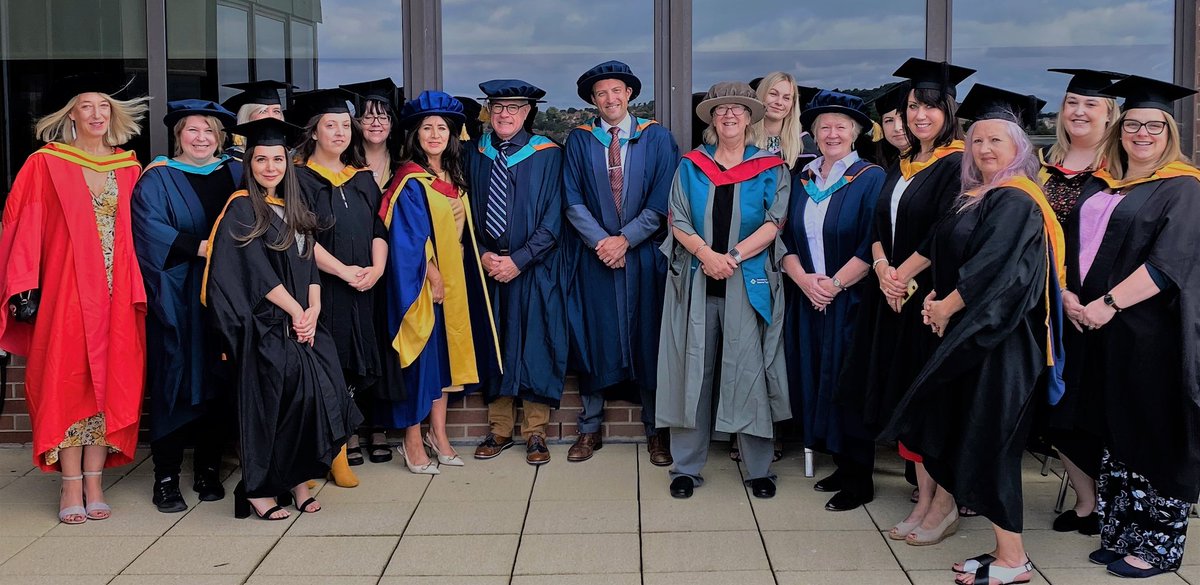 UOSHealthandSC's tweet photo. Some of our lovely team all togged up for graduation yesterday. So great to have some of our extended family  there too Áine from Chevron Ireland and Claire and Courtney from @EastDurhamCol https://t.co/HN1LiSZvpZ