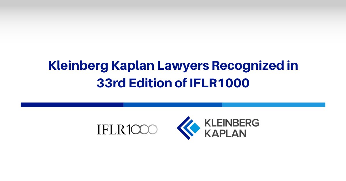 KleinbergKaplan's tweet photo. Read more on our latest recognition by @IFLR1000 here: https://t.co/hABbY7tjCx https://t.co/PSaEFfJMGH