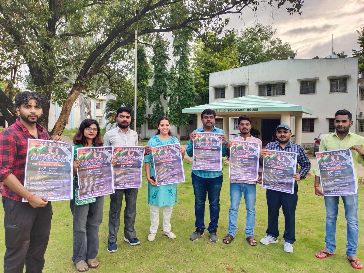 aiobcsa's tweet photo. Research scholars from various states and universities with National Convention on Caste Census and OBC Issues Poster 
#OBCIssues 
#HyderabadOBCConvention #Inclusiveness https://t.co/1SdVUqOpBT