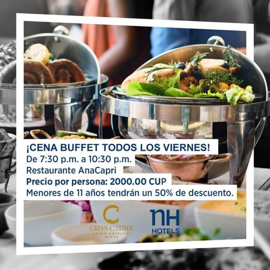 lahabanatravel's tweet photo. Ven y disfruta de una excelente  Cena Buffet.
Nuestra experiencia será tu satisfacción.
#NHCapri
#grancaribe
#NHHotels https://t.co/KClfsJVCvR