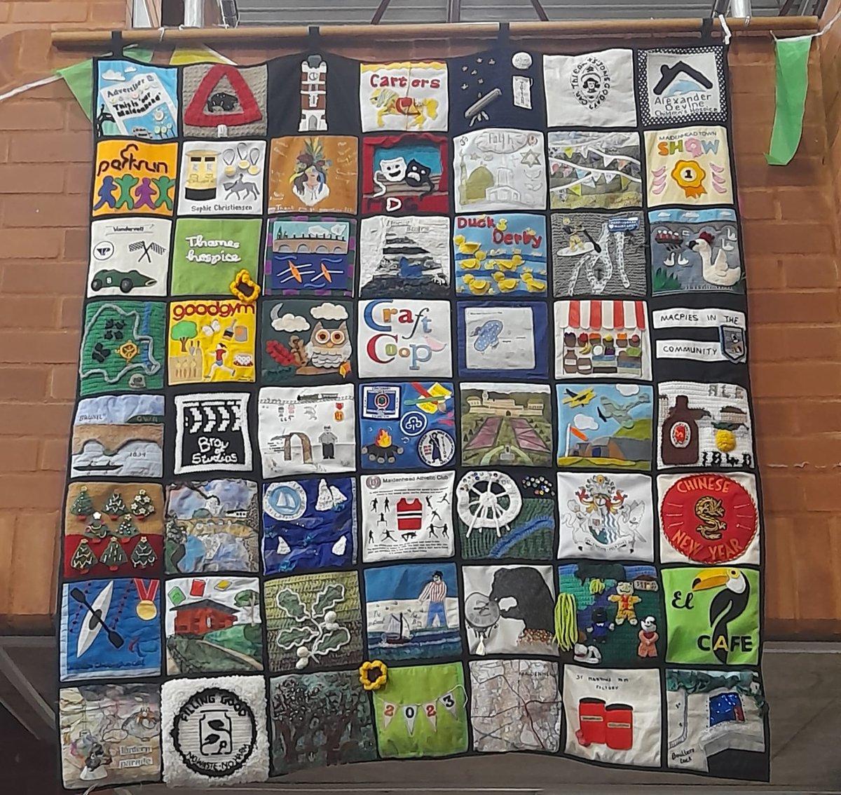 RBWM_Libraries's tweet image. The wonderful 'Our Maidenhead' community mural is now on display in Maidenhead Library. It is made up of 56 individual squares, each of which celebrates a different aspect of our town. Thank you @Craft_Coop for lending this beautiful mural to us. #MakeMaidenhead @MakeMaidenhead