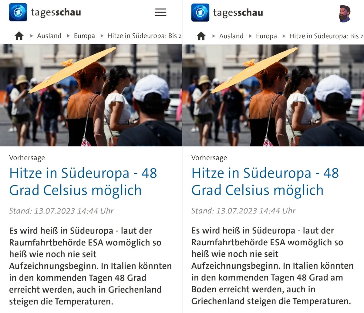 argonerd's tweet photo. Update

Die Tagesschau hat nun die Ergänzung „am Boden“ ohne redaktionellen Hinweis hinzugefügt. https://t.co/yuJjX9pYNe