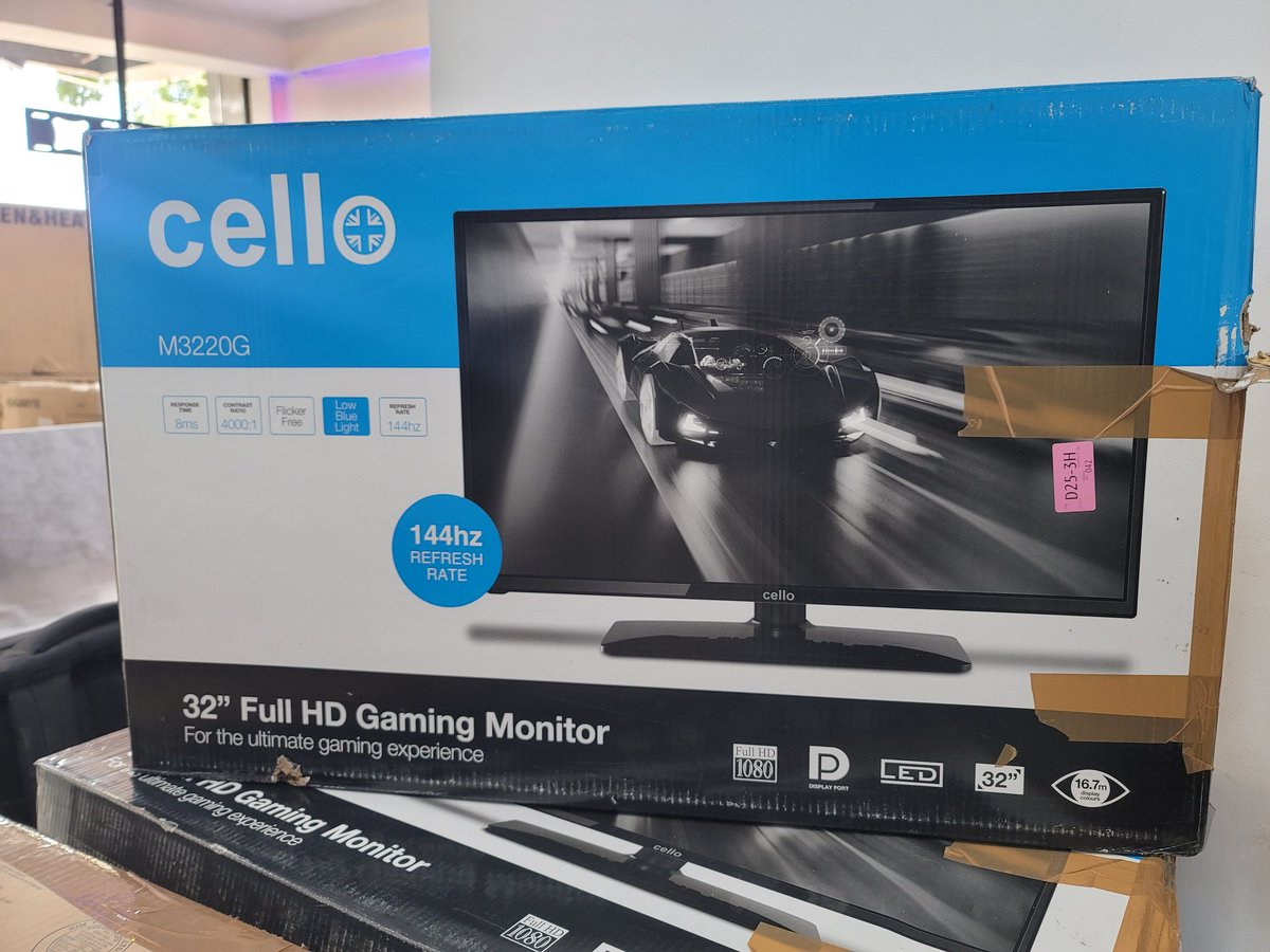 Cello M3220G 32 inch Full HD LED Computer Gaming Monitor HDMI Flicker Free Anti Glare Response time 8ms 144Hz Refresh Rate, display port, HDMI