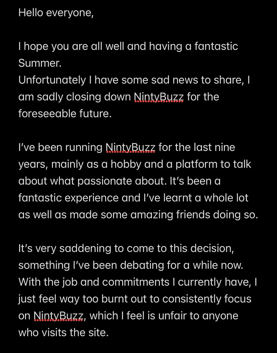 NintyBuzz's tweet photo. An important announcement 😭 https://t.co/FRCzMCFw1t
