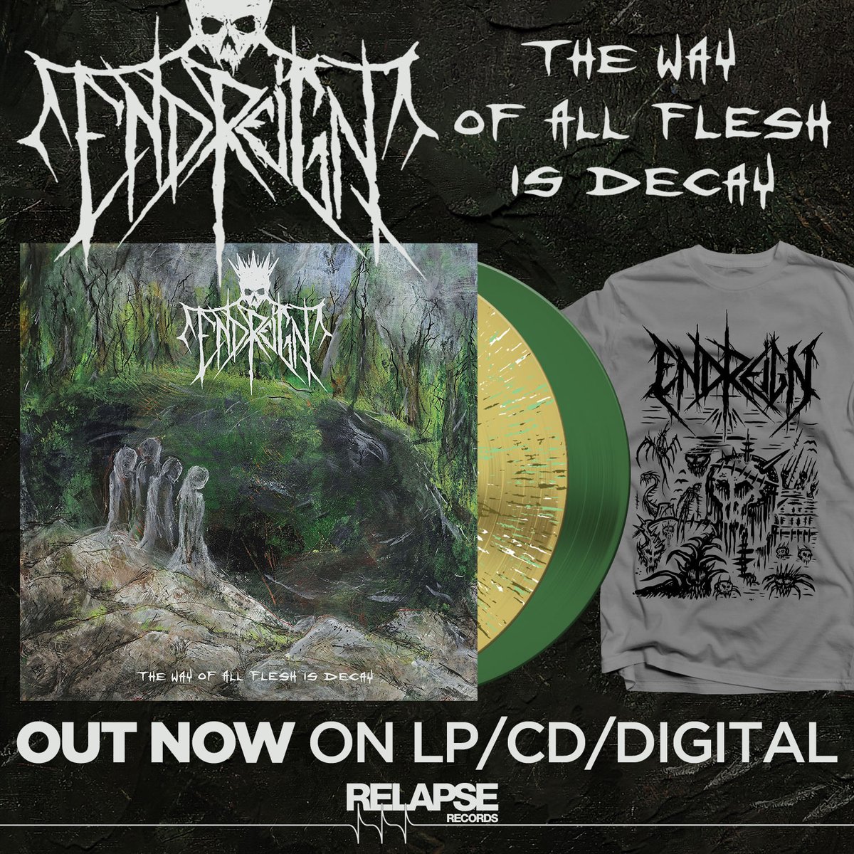 RelapseRecords's tweet image. END REIGN's debut album 'The Way Of All Flesh Is Decay' is out now! Order, listen &amp;amp; watch three music videos now!

END REIGN features current &amp;amp; former members of @INTEGRITY_HT, #PigDestroyer, @ExhumedOfficial, #AllOutWar, #Bloodlet &amp;amp; more!

orcd.co/theendreign