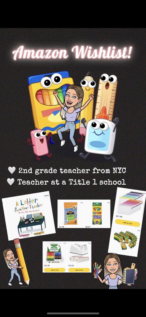 It’s Friday🎉! 
Let’s get some supplies bought!✏️💛📓

#Teachers! Drop your list! 

~Retweet this Tweet 🔃
~Drop your wishlists below👇🏼
~Retweet teachers wishlists👩🏼‍🏫 
~Let's clear some items off lists☑️
#clearthelists #Amazon #AmazonWishList 

My wishlist
amazon.com/hz/wishlist/ls…