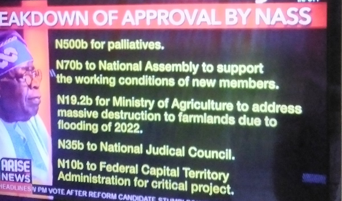 Subsidy Removal Palliatives 
12,000 million households to get N8k for a six months period, it's alright - although I'm worried about accountability, but federal lawmakers to get
N70 billion giveaway is unbelievable.
Our leaders truly need to fear God for once!