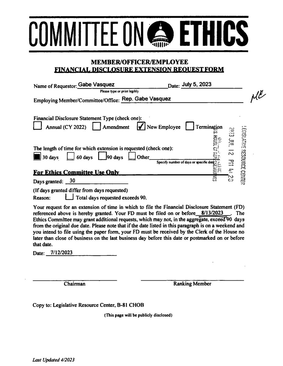 CongressionalFD's tweet photo. Vasquez, Hon.. Gabriel
        2023
        Office: #NM02
        Filing Type: Extension
        #NewMexico
        #usa #congress #financialdisclosure https://t.co/TAykYffiuA