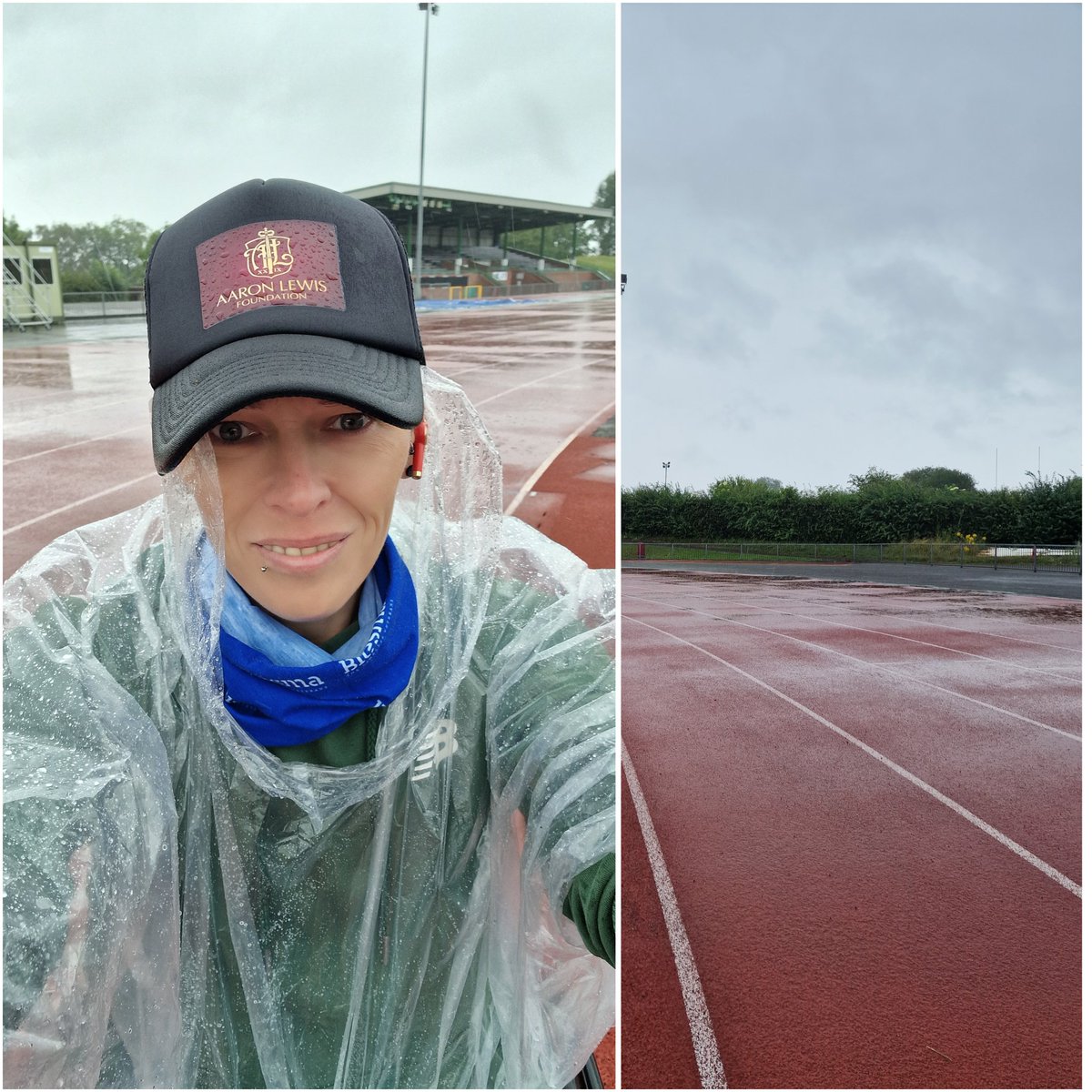 LexiAlyx's tweet photo. 3 hours in the rain done! I'm soaked! Through everything! It was really tough going. A wet track is hard enough, but with torrential rain &amp; up to 40mph winds, it's really tough! But I'm glad I did it 😊 @aaronlewisfound @CartridgesLaw @invictusactive #Exeterarena @Mik1G https://t.co/P7MPJkv3WQ