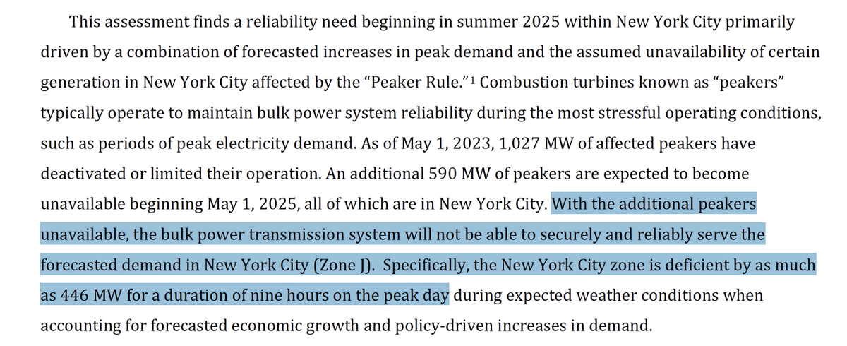 It’s official: grid operator NYISO finds that NYC electric generation will fall short of demand in 2025, if dirty “peaker” plants are closed on schedule. It projects the gap could be close to 450 MW on a peak day