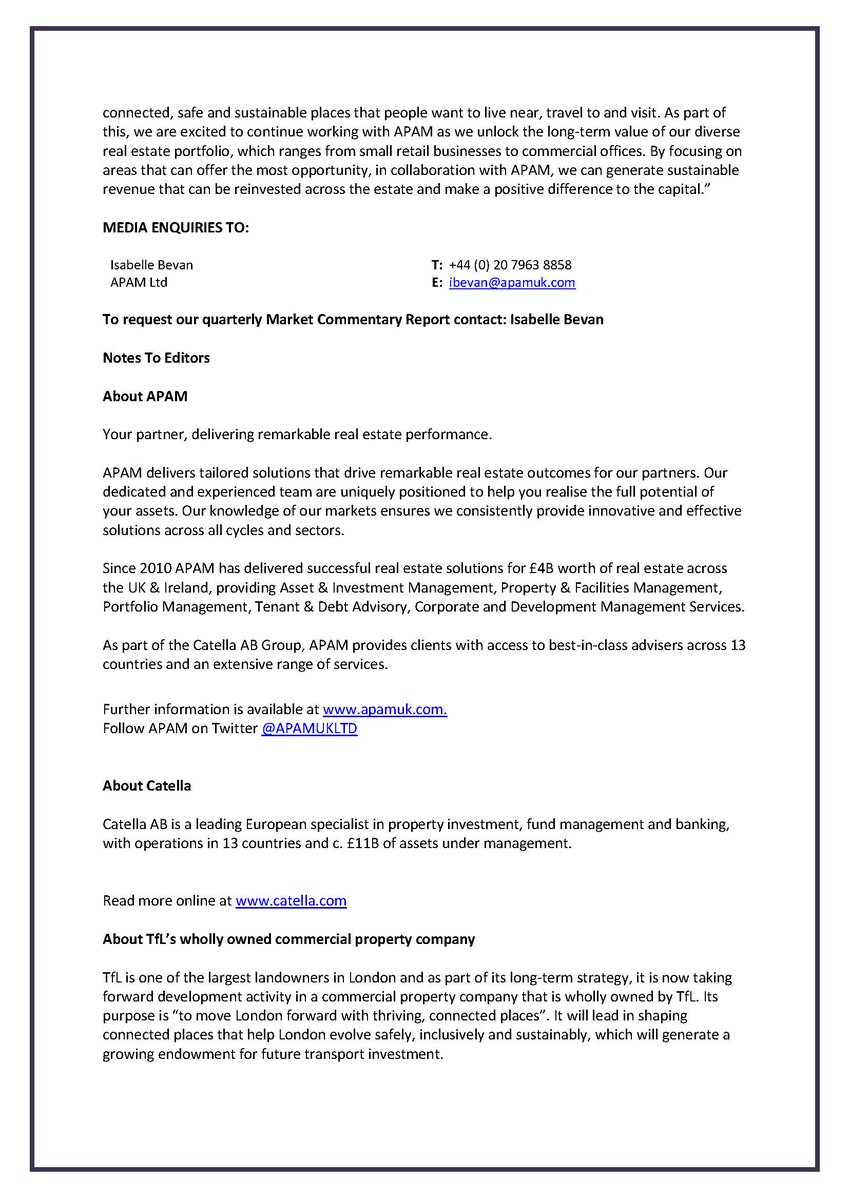 We have been appointed by <a href="/TfL/">TfL</a>'s wholly owned commercial property company, as its asset management advisor and delivery partner. This follows on from an initial phase of work that saw APAM review the existing capabilities and operations within TTLP’s asset management team.
