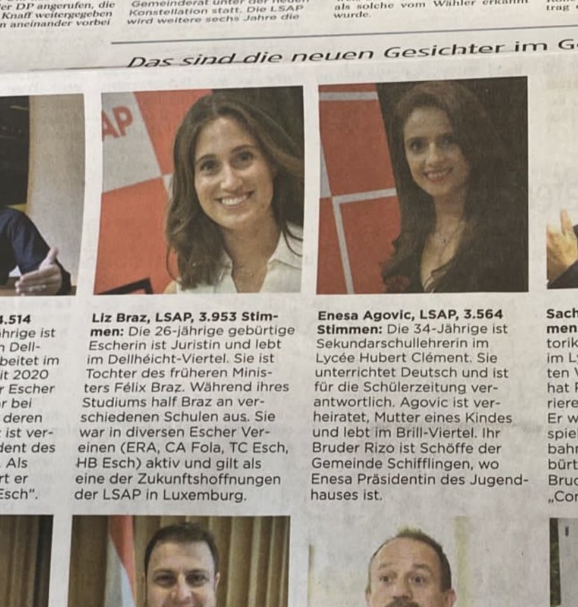 .<a href="/tageblatt_lu/">Tageblatt</a> Wisou gi Papp &amp; Brudder vu menge Parteikolleginnen &amp; neie Gemengeconseillèren vun der LSAP Esch <a href="/Braz_Liz/">Liz Braz</a> &amp; Enesa Agovic an der Presentatioun erwähnt?