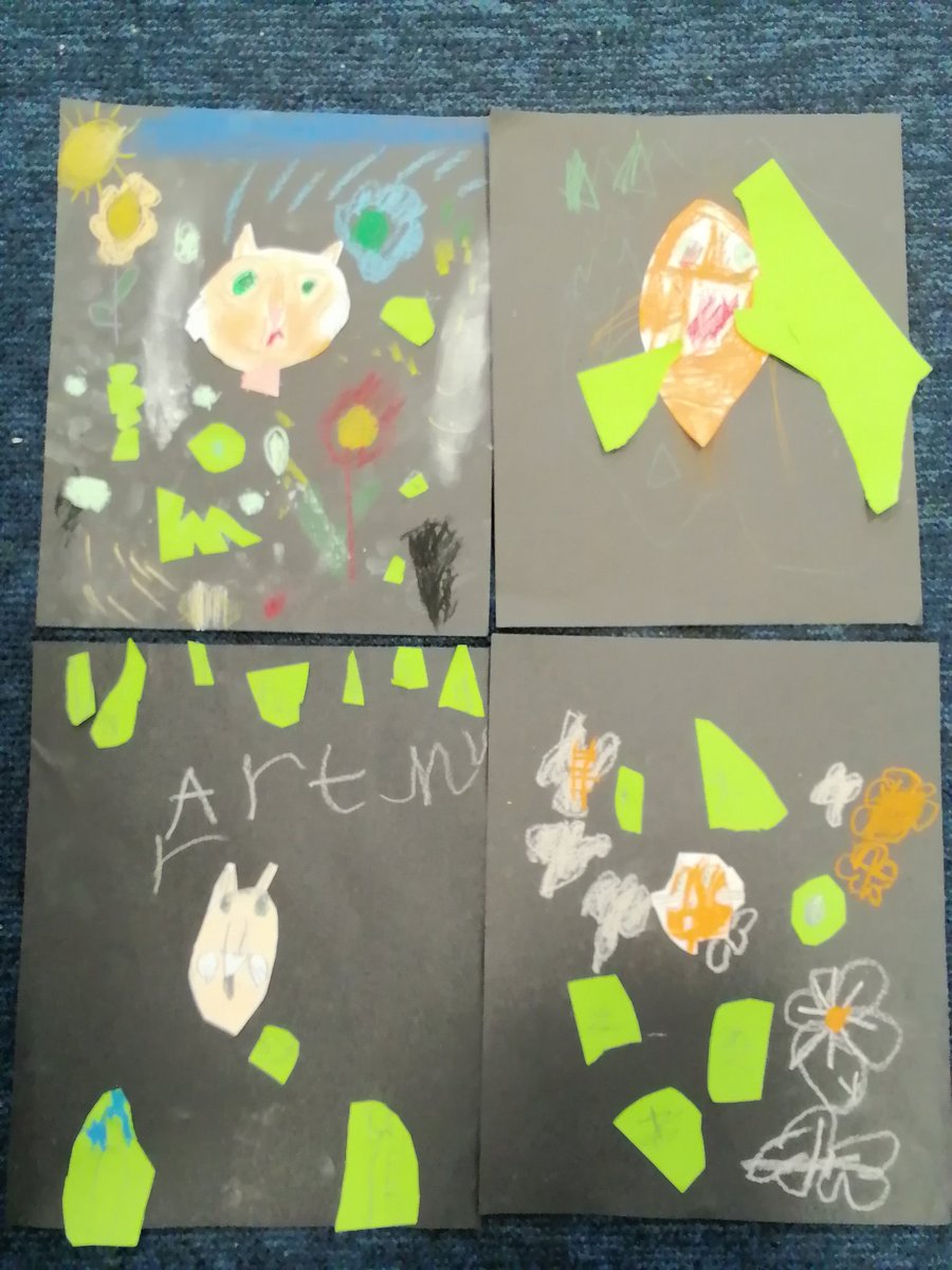 Class3_stmarys's tweet photo. A super day celebrating Bastille Day 🥐🥖 We thoroughly enjoyed creating some art work based off a famous French artist - Henri Rousseau. Can you spot which animal is hiding in the leaves? @stmarysderby https://t.co/GqvPAFbu9d