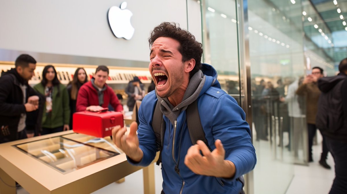 nickfloats's tweet photo. /imagine a man checking the prices for a MacBook at the Apple Store in Brazil https://t.co/QH1GEJJrDq