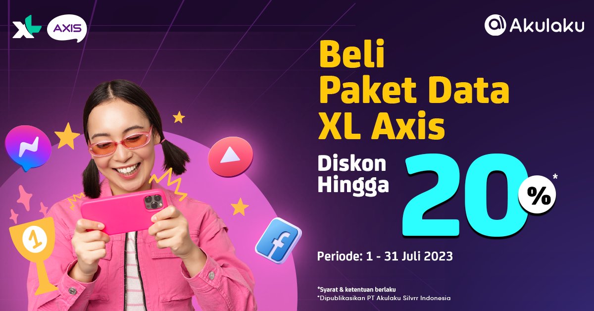 akulakuID's tweet photo. Ada yang DISKON BUAT KAMU PENGGUNA XL๐ถ
Yuk beli PAKET DATA DISKON HINGGA 20%๐ฑ๐ฑ
Top up di sini https://t.co/ytsFuBCEUe
#AkulakuIndonesia #PengenApaSemuaBisa #XtraCombo #PaketDataAxis https://t.co/gAYbSwsFhu