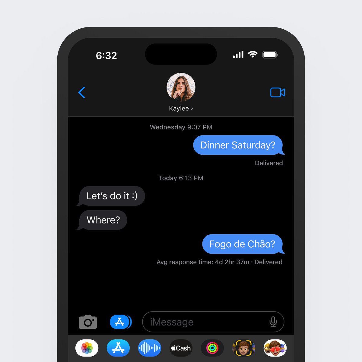 soren_iverson's tweet image. iMessage average response time