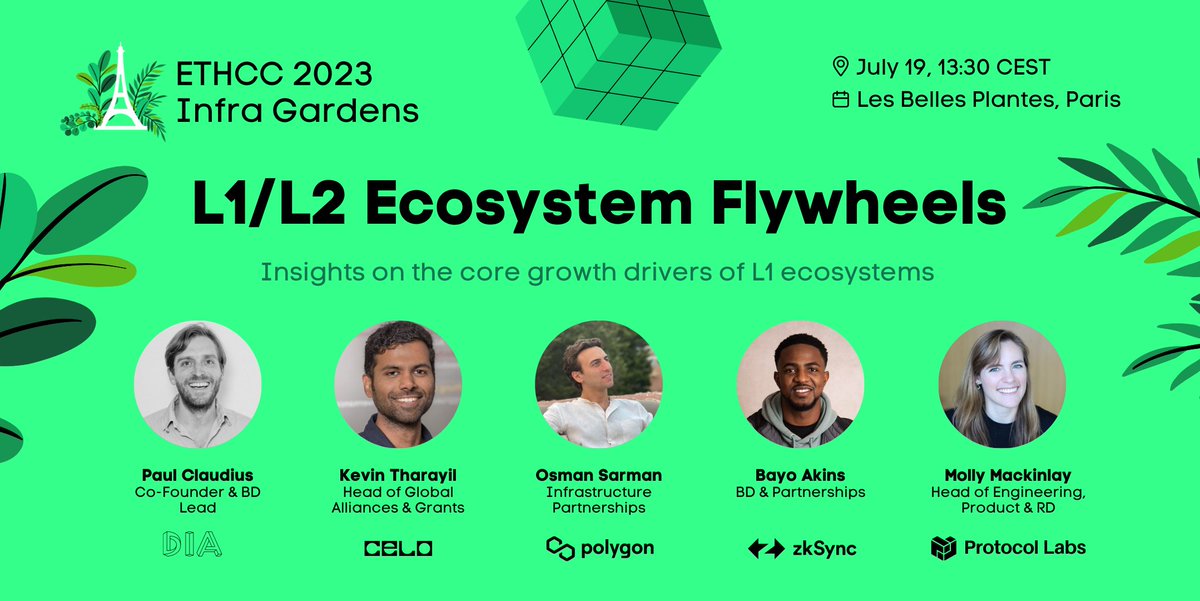 <a href="/EthCC/">EthCC - Ethereum Community Conference</a> <a href="/pclaudius/">Paul Claudius</a> <a href="/CeloOrg/">Celo</a> <a href="/0xPolygon/">Polygon | POL</a> <a href="/zksync/">ZKsync</a> <a href="/protocollabs/">Protocol Labs</a> @fractalprtcl <a href="/fabric_vc/">Fabric Ventures</a> <a href="/PhalaNetwork/">Phala</a> 🎙️ Core growth drivers of L1/L2 ecosystems

🎤 Moderator:
🔹 <a href="/pclaudius/">Paul Claudius</a> | <a href="/DIAdata_org/">DIA | Cross-Chain Oracles for Web3</a>

🗣️ Speakers:
🔹 <a href="/KevinTharayil/">Kevin</a> |  <a href="/CeloOrg/">Celo</a>
🔹 @_ossman_ | <a href="/0xPolygon/">Polygon | POL</a>
🔹 <a href="/BayoAkins/">Bayo</a> | <a href="/zksync/">ZKsync</a>
🔹 <a href="/momack28/">Molly Mackinlay | momack</a> | <a href="/protocollabs/">Protocol Labs</a>

⏰ Wed, 1:30 PM CET